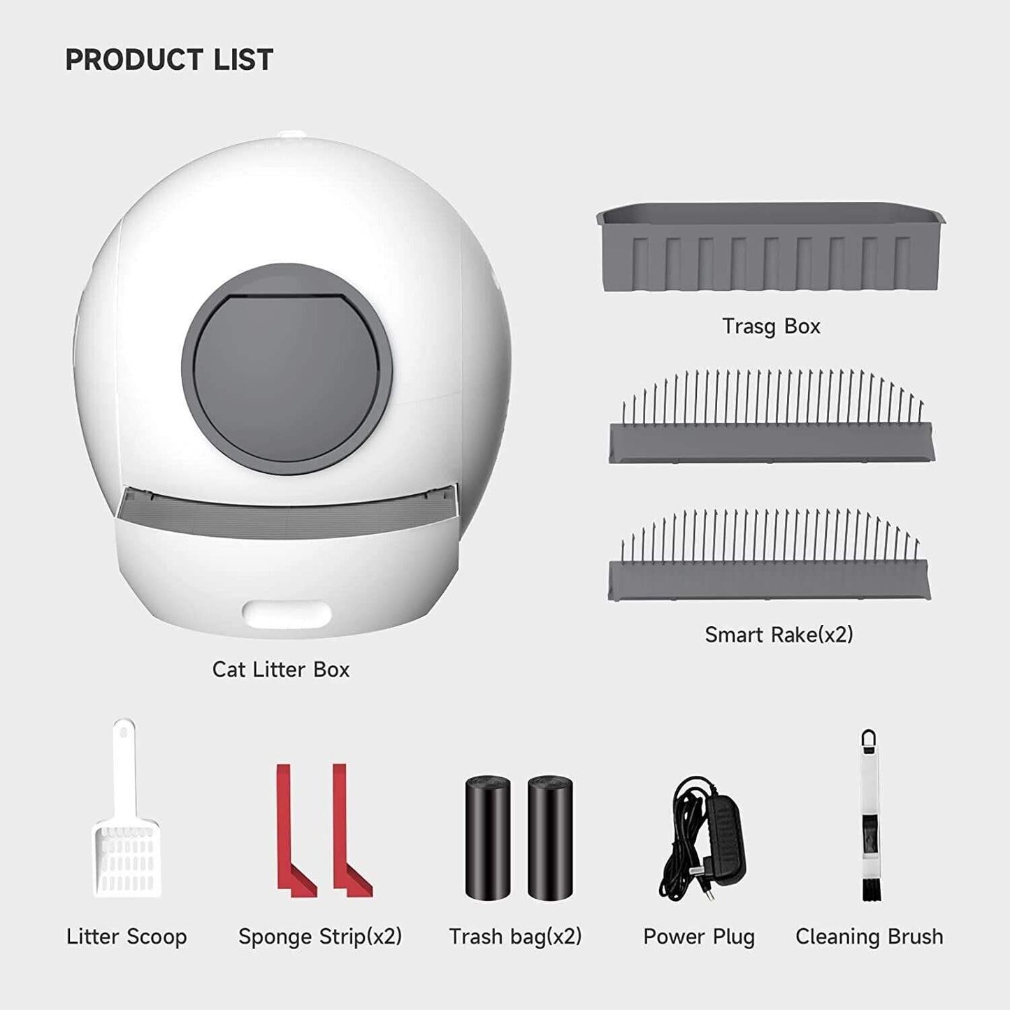 Automatic Cat Toilet Robot with APP Remote Control Enclosed Deodorant Design 60L Extra Large Basin for Multiple Cats