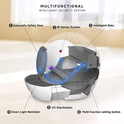 Automatic Cat Toilet Robot with APP Remote Control Enclosed Deodorant Design 60L Extra Large Basin for Multiple Cats
