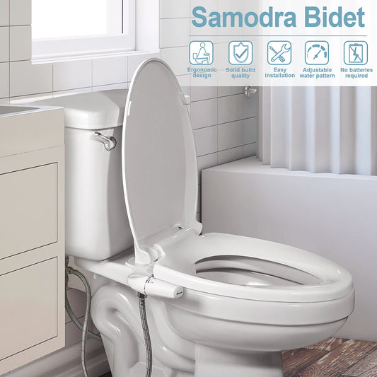 Ultra-Slim Non-Electric Bidet Toilet Attachment Dual Nozzle Adjustable Water Pressure Sprayer for Hygiene & Comfort