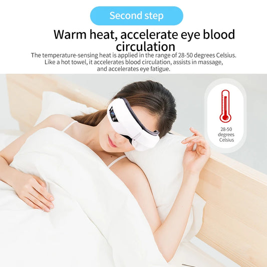 Vibration eye care hot compress music eye massage relaxation fatigue foldable portable intelligent airbag eye massager