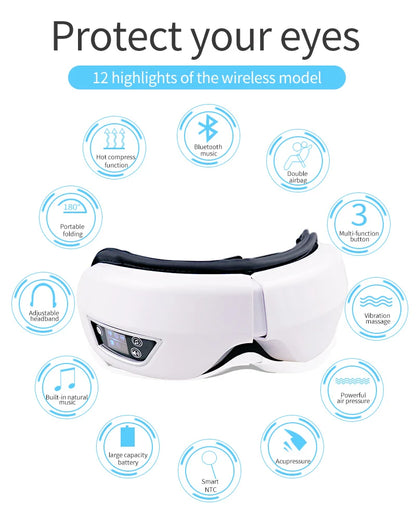 Protection oculaire Bluetooth avec vibrations et compresse chaude à température constante pour soulager la sécheresse oculaire. Protection oculaire pliable et portable pour étudiants et professionnels.