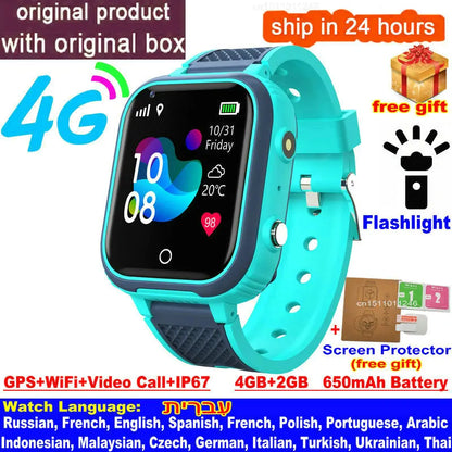 4G Kids Smartwatch GPS/WiFi Tracker HD Video Call SOS Alert IP67 Waterproof Camera