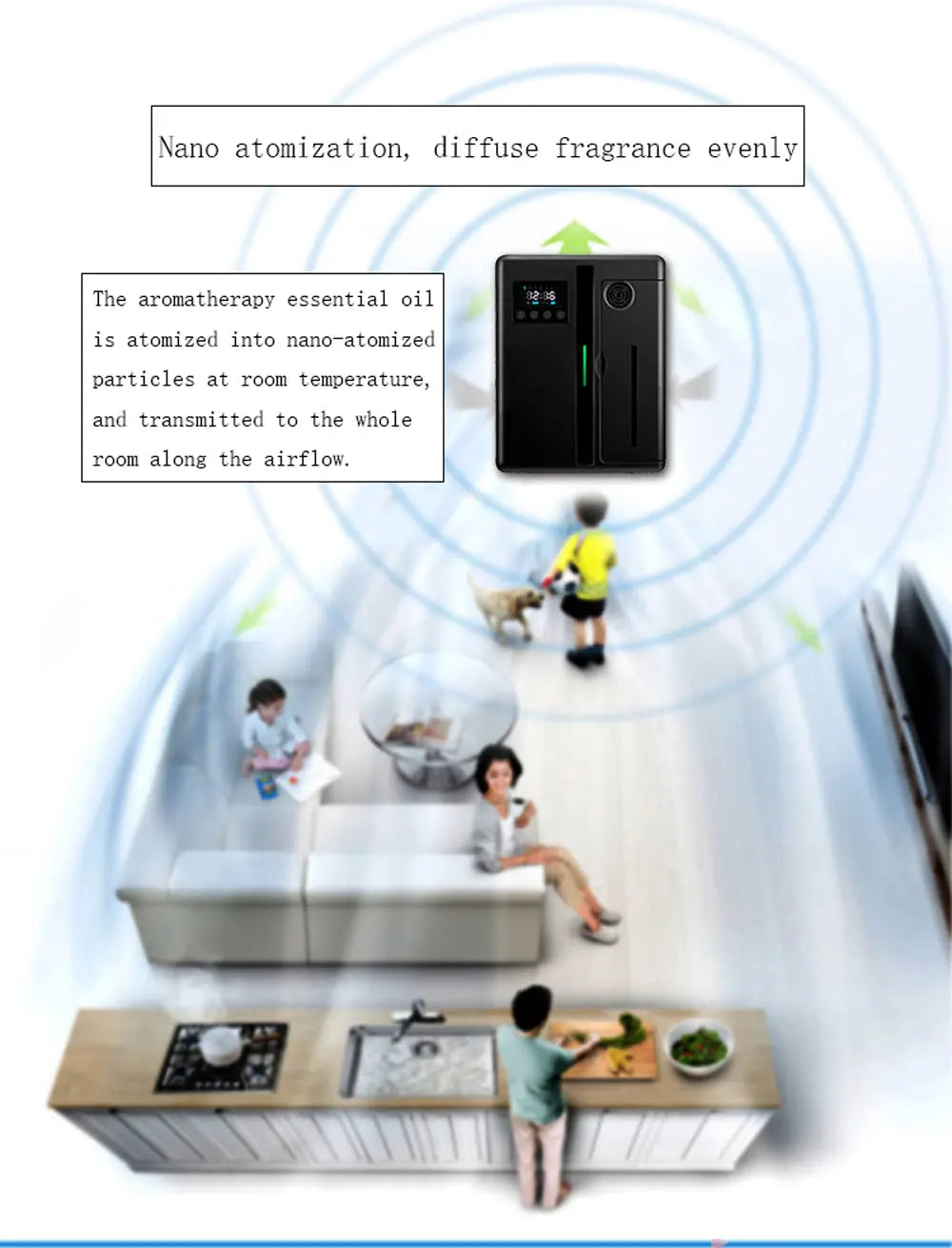 Machine d'aromathérapie murale intelligente Bluetooth 160 ml, grande capacité, système de parfum pour hall d'hôtel/maison, prend en charge le contrôle de la minuterie par application