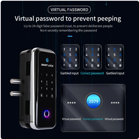 High Quality Door Lock, Intelligent Electronic Lock, Intelligent Biometric Recognition, Intelligent Fingerprint Lock, Swinging Office Glass Door Lock 2 Pieces