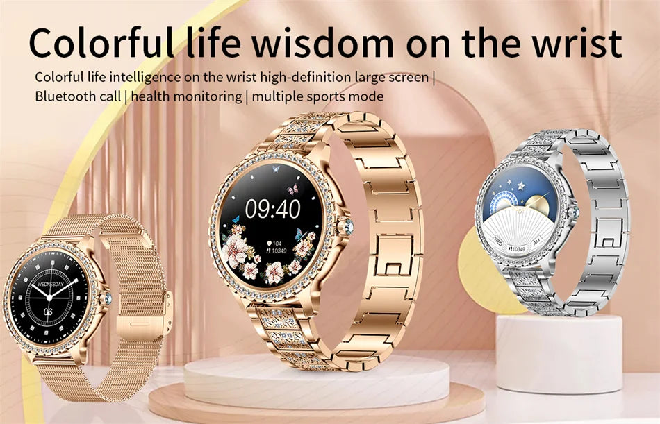 AMOLED Smartwatch for Women Heart Rate/Blood Oxygen Bluetooth Call Android/iOS Compatible