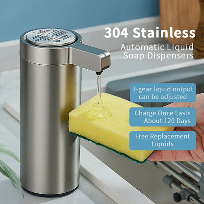 Smart Touchless Soap Dispenser 304 Stainless Steel Auto Foam/Liquid for Kitchen Bathroom