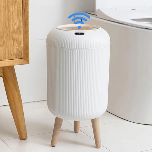 ‌Intelligent Induction Trash Can With Silent Auto-Lid Compact 6L Desktop Bin For Bedroom/Bathroom/Office