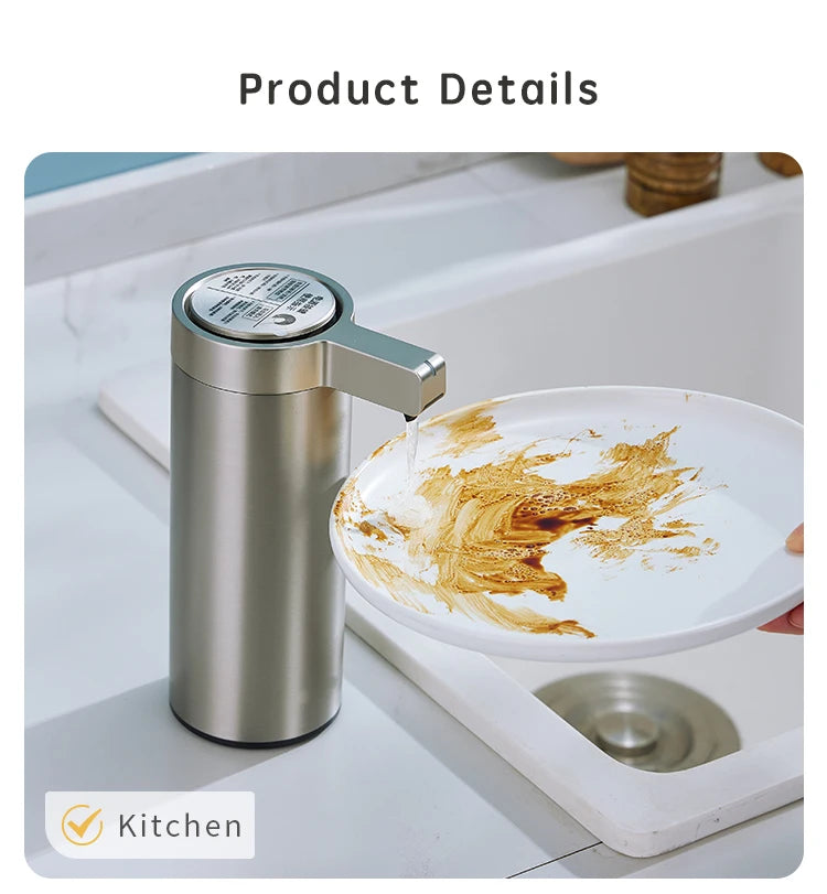 Smart Touchless Soap Dispenser 304 Stainless Steel Auto Foam/Liquid for Kitchen Bathroom