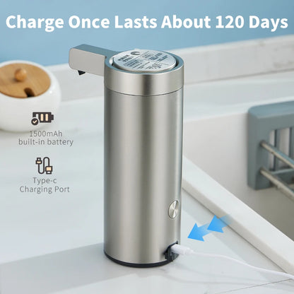 Smart Touchless Soap Dispenser 304 Stainless Steel Auto Foam/Liquid for Kitchen Bathroom