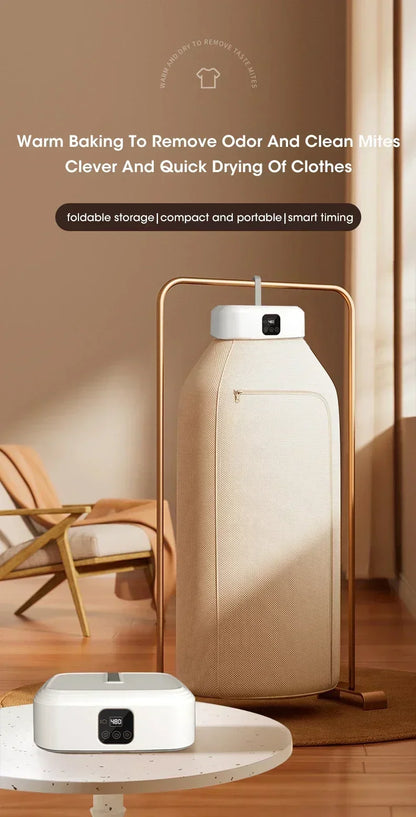 Mini Foldable Electric Dryer Portable Travel Dryer with Timer & Drying Bag Fast Drying for Clothes Underwear Socks Compact Cabinet Design