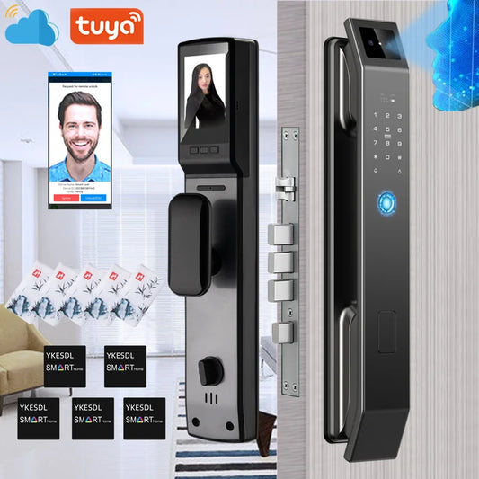 Fingerprint Password Unlocking Keyless Electronic Door Lock 3D Facial Recognition Unlocking Digital Door Lock with Camera