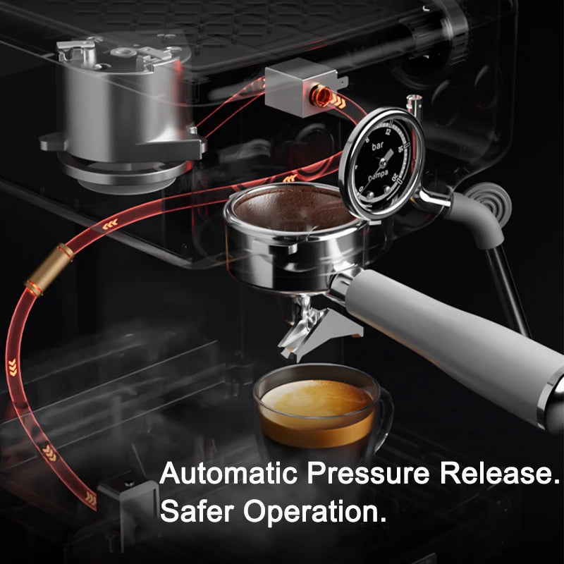 ‌220V Commercial Italian Coffee Machine 58mm Bottomless Handle Stainless Steel Extraction System Professional Steam Milk Frother