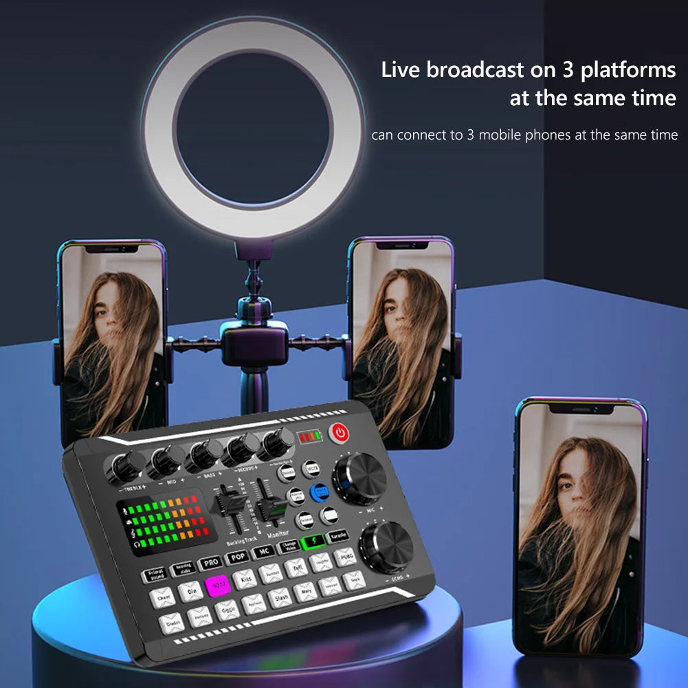 Recording Studio Sound Card Console DJ Microphone Kit On-Site Mixer F998 Sound Card