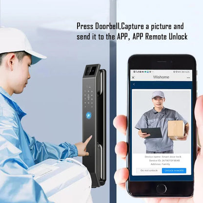 Fingerprint Password Unlocking Keyless Electronic Door Lock 3D Facial Recognition Unlocking Digital Door Lock with Camera