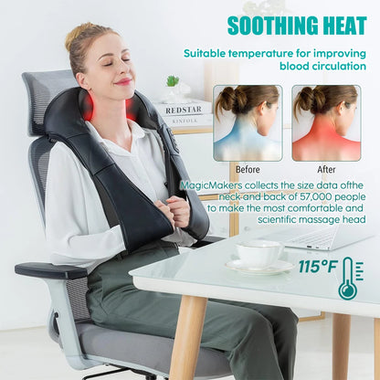 U-Shaped Deep Kneading Electric Massage Pillow Neck, Waist, Leg Body Heating Back Massager Finger Press Neck and Shoulder Massager