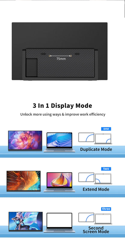 ‌16" Touch Portable Monitor 2K 16:10 IPS Screen 96% sRGB 350cd/m² HDR Type-C/HDMI Dual Ports