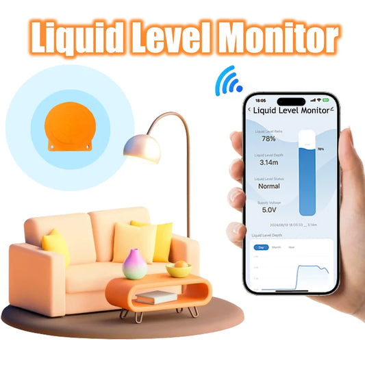 WiFi Water Tank Level Sensor Smartphone Remote Monitoring with Full Alarm System Tuya App Compatible for Home/Industrial Use