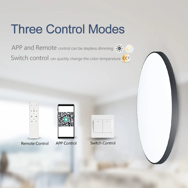 Plafonnier LED intelligent 36 W/50 W, intensité variable, avec application et télécommande, pour chambre/salon, 16 millions de couleurs