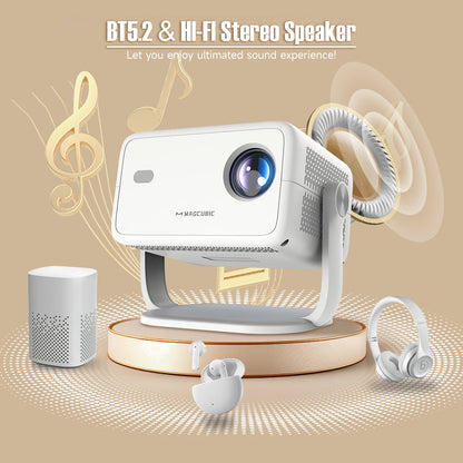True 4K Portable Intelligent Projector Native 1080P+Autofocus Android 11 System+360° Cinema Grade Surround