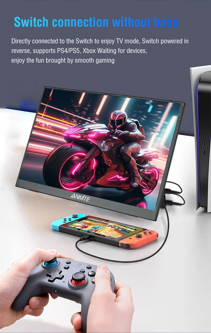 15.6 Inch FHD IPS Portable Touch Screen Monitor with Low Blue Light HDMI/USB-C for XBox PS5 Switch Laptop PC Phone