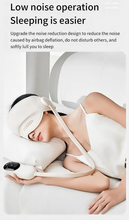Compresse chaude en graphène, masseur intelligent pour la tête et les yeux, pétrissage par pression + compresse chaude à température constante, appareil d'aide au sommeil pour une relaxation profonde
