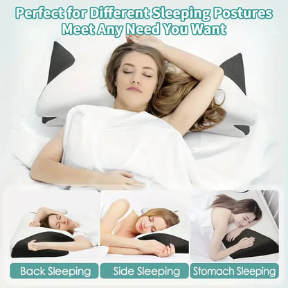 Butterfly Sleep Memory Cotton Neck Pillow with Slow Rebound Butterfly Design, Detachable Pillowcase (Suitable for Office/Travel)