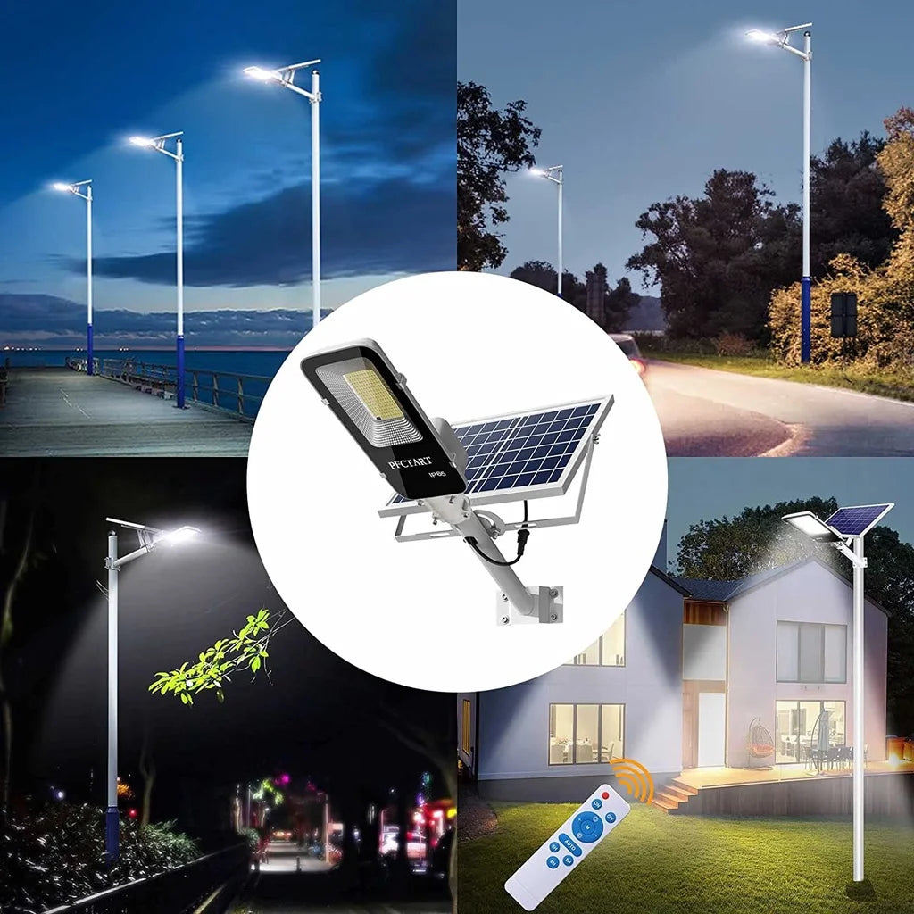 Professionelle 200-W-Solar-LED-Straßenlaterne, 6000 mAh Kapazität, Dämmerungssensor, ideal für die Beleuchtung von Garagen/Gärten/Wegen