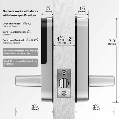 WiFi Fingerprint Smart Door Lock APP Remote Control & Touchscreen Keypad Anti-Theft Metal Housing Compatible with Alexa/Tuya