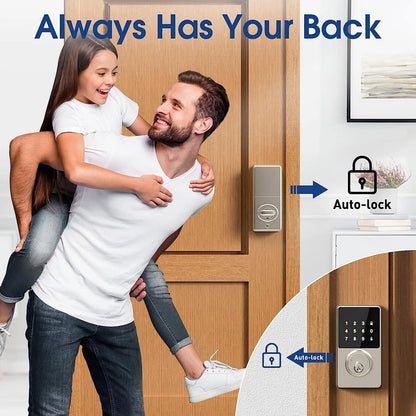 Touch screen fingerprint dual unlock intelligent electronic door lock password/APP remote control 50 sets of user codes self installing anti-theft door lock for household and commercial use