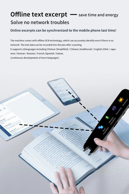 123-Language Smart Pen Offline Textbook Scanner & English Dictionary with Voice Translation
