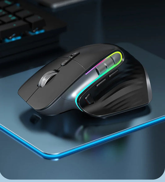 Wireless Gaming Mouse Pro 12 RGB Effects Bluetooth/2.4G Switchable 6000DPI Rechargeable for Computer/Gamer/MacBook