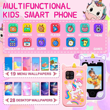 Unicorn Kids Smartphone Toy Touchscreen Camera MP3 Player Educational Gift Age 3-8 Years