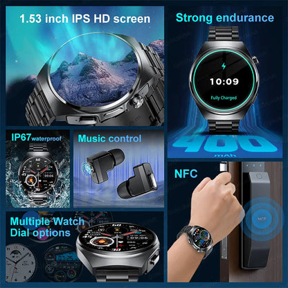 Smart Watch Earphones 2-in-1 Wireless Bluetooth Dual Earphones Call Health Monitoring Sports Tracker Smart Watch