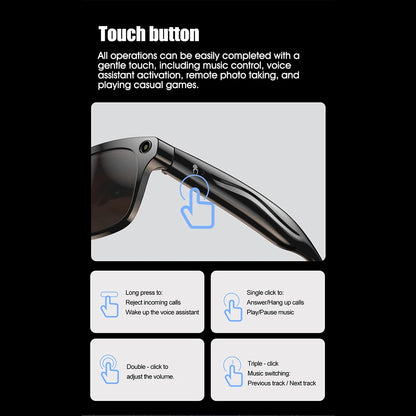 AI Smart Glasses 12MP Camera & 4K Video Recording Bluetooth Music Real-Time Translation