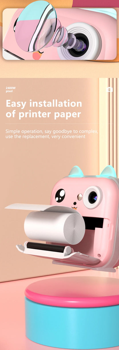 Kids Instant Print Camera 1080P HD Mini Digital Video Camera with Thermal Paper Outdoor Toys