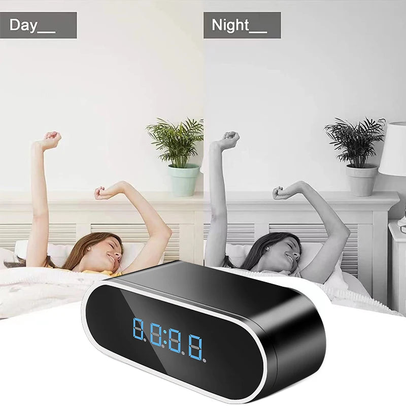 Caméra cachée avec réveil WiFi 1080P et vision nocturne infrarouge pour la sécurité à domicile et au bureau
