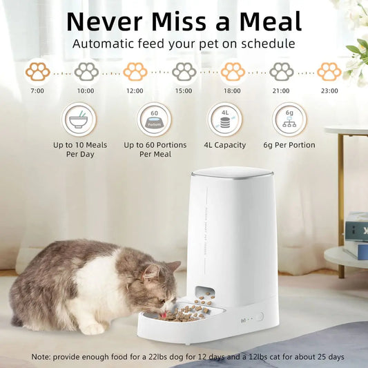 Pet intelligent WiFi cat food dispenser, remote control cat food automatic feeder, fully automatic cat food feeder