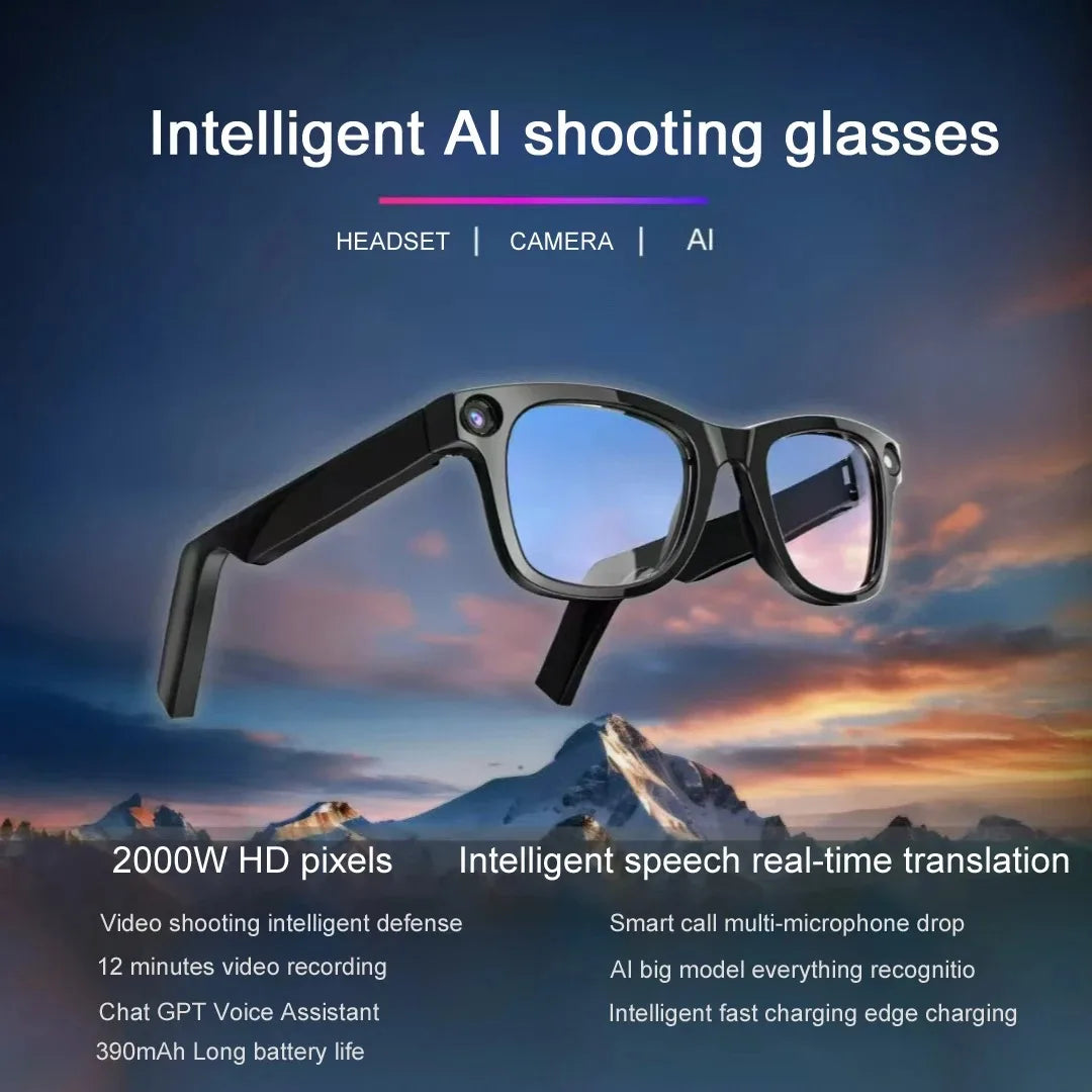 Smart AI Glasses Pro HD Anti-Shake Camera Noise-Canceling Calls & Wireless Bluetooth Eyewear
