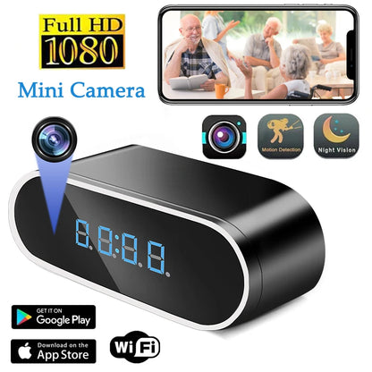 Caméra cachée avec réveil WiFi 1080P et vision nocturne infrarouge pour la sécurité à domicile et au bureau