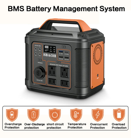 300W/296Wh Solar Generator 110V Pure Sine Wave AC+PD60W Fast Charging Camping Emergency Power Supply (Suitable for CPAP/Car Refrigerator)