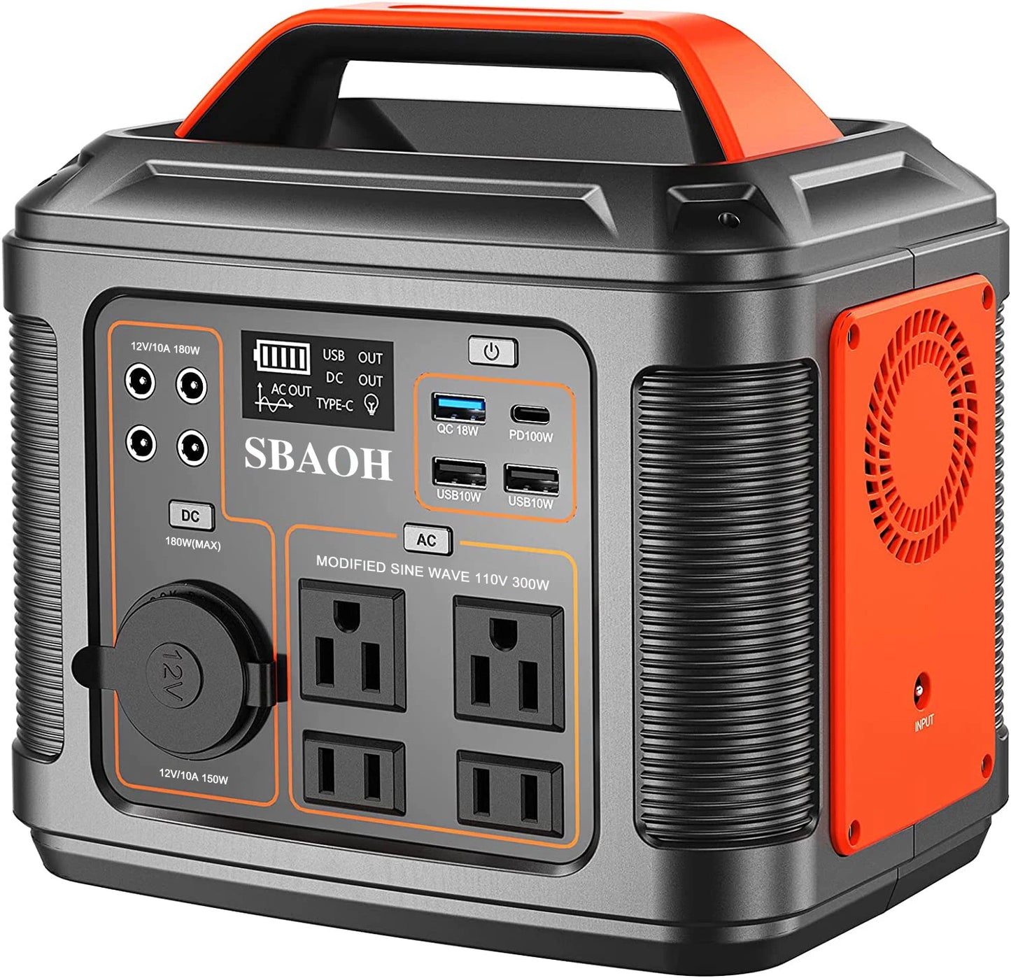 300W/296Wh Solar Generator 110V Pure Sine Wave AC+PD60W Fast Charging Camping Emergency Power Supply (Suitable for CPAP/Car Refrigerator)