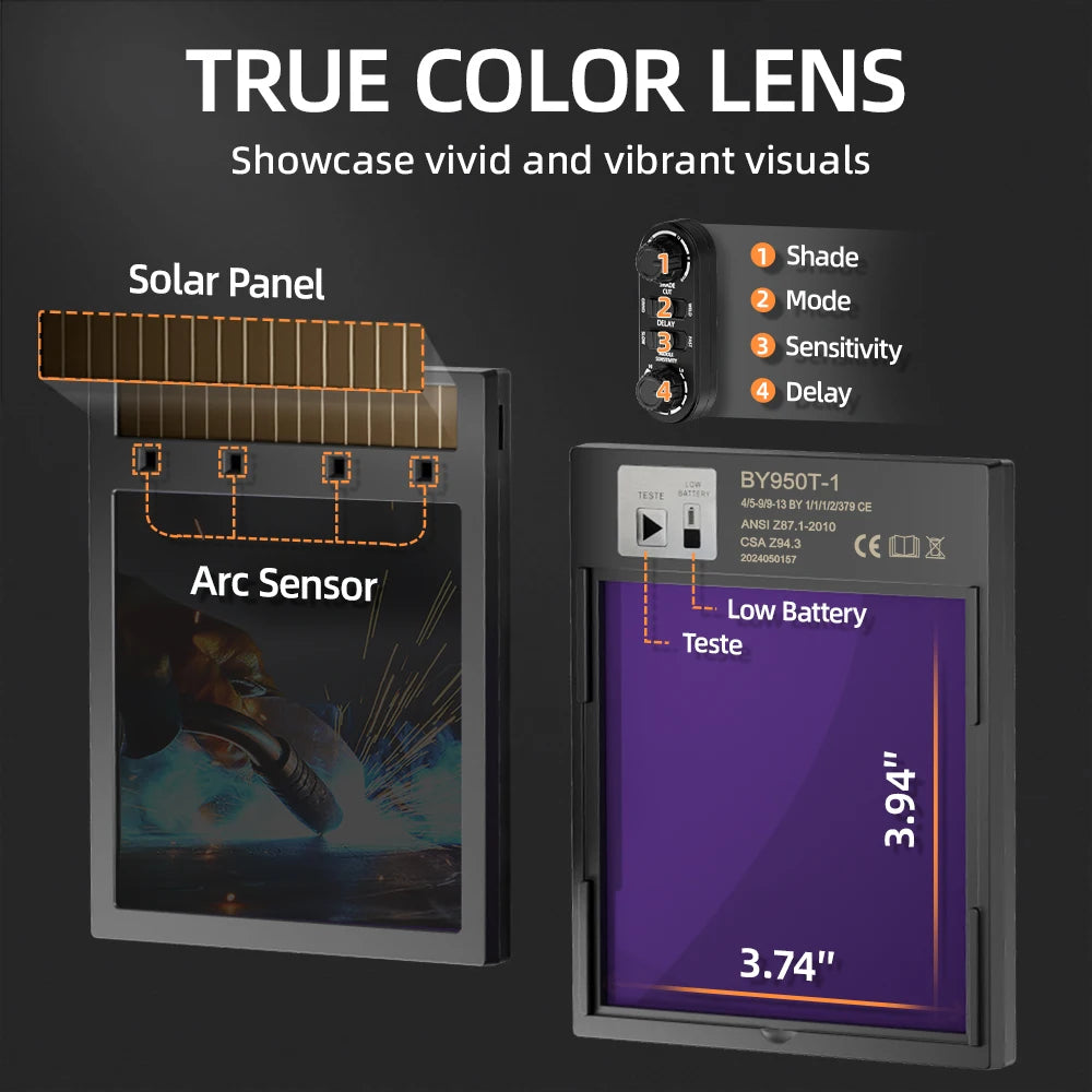 Welding Face Mask automatically darkens Welding Helmet with large field of view and true color