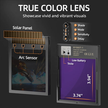 Welding Face Mask automatically darkens Welding Helmet with large field of view and true color