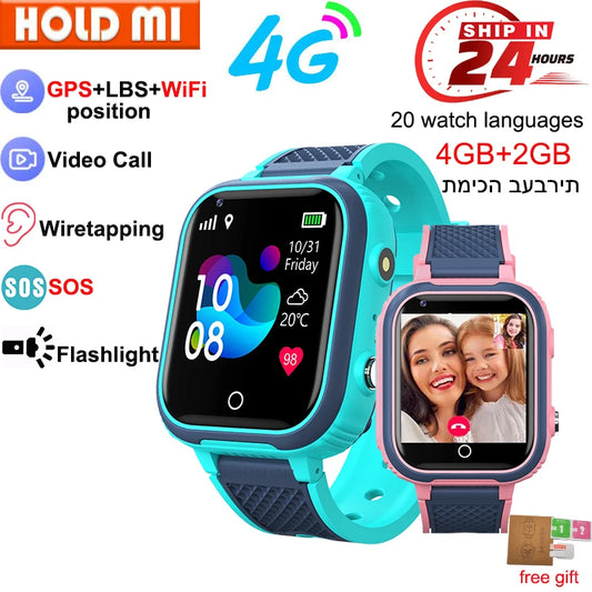 4G Kids Smartwatch GPS/WiFi Tracker HD Video Call SOS Alert IP67 Waterproof Camera