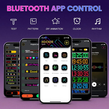 RGB LED Matrix Panel for Trucks Bluetooth App-Controlled DIY Programmable Scrolling Eyes