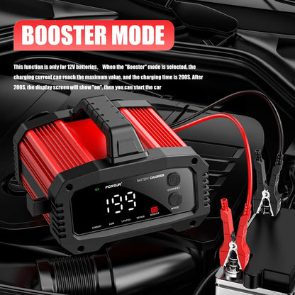 Chargeur intelligent V-24 V 25 A/15 A pour batteries de voiture/moto, plomb-acide/AGM/GEL/LiFePO4, réparation par impulsions