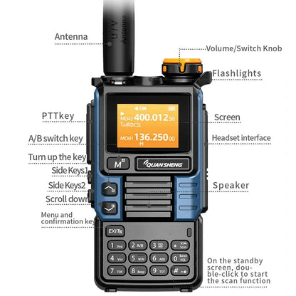 Interphone UV-K6 amélioré UV-K5 5 W haute puissance bande aérienne UHF/VHF double bande codage DTMF brouilleur radio FM diffusion météo NOAA chargement Type-C réglage de fréquence sans fil