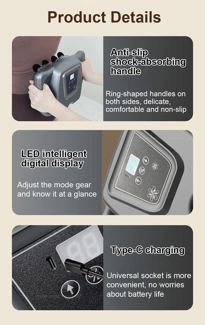Head Fascia Massage Gun High Frequency Deep Tissue Therapy Neck/Shoulder/Waist Relief