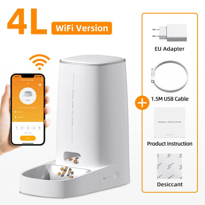 Pet intelligent WiFi cat food dispenser, remote control cat food automatic feeder, fully automatic cat food feeder