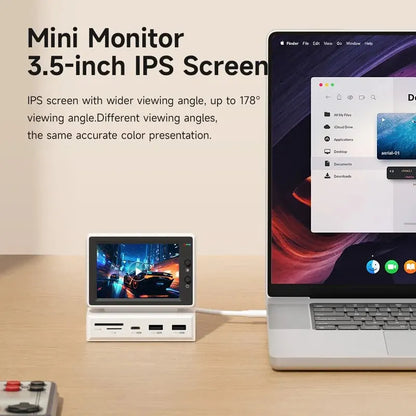 3.5inch IPS AIDA64 PC Monitor Mini CPU/GPU/HDD Real-Time Display with USB-C Hub for Windows/Mac/Linux